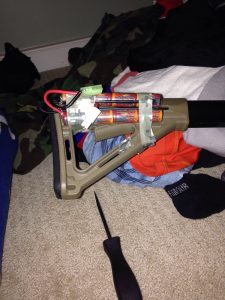 We especially do not recommend taping batteries on your gun that will be close to your face.